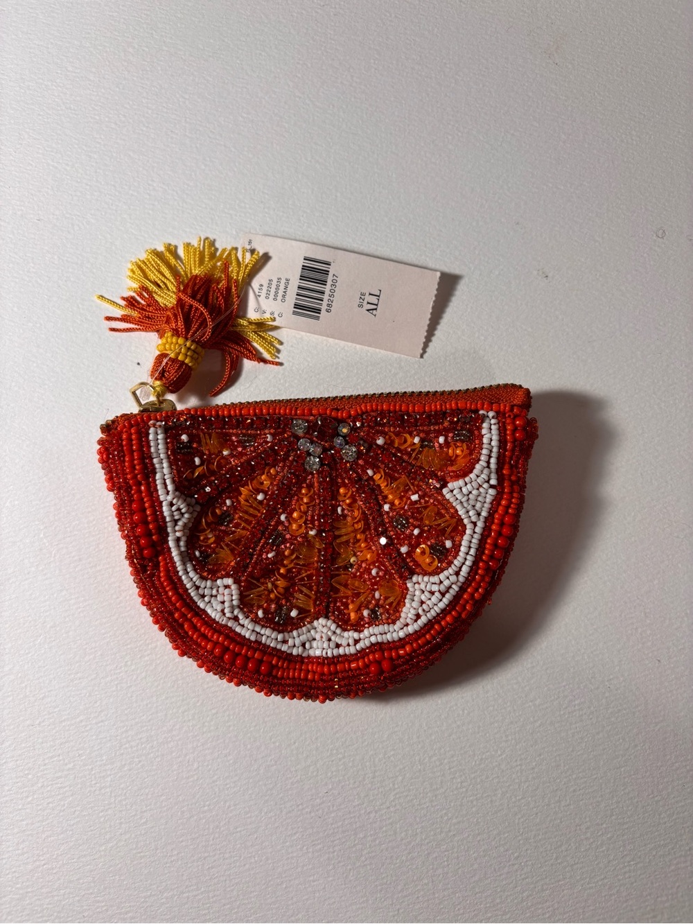 New Anthropologie orange slice coin purse
